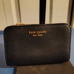 NWT Kate Spade Morgan Small Compact Wallet Black Nude K8922 RARE
